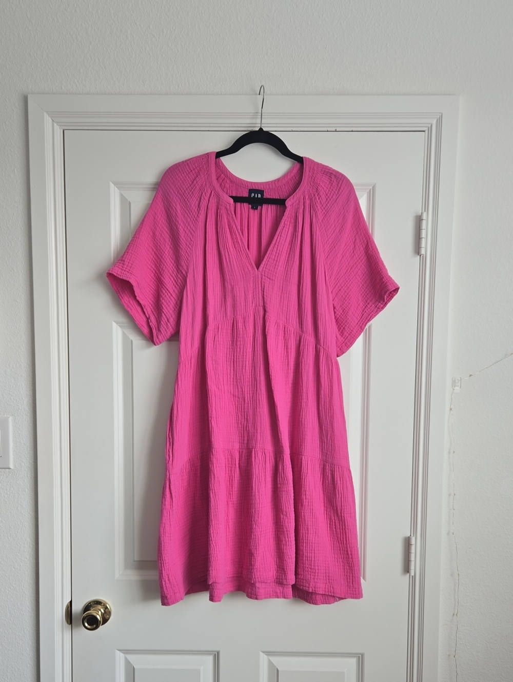 GAP Vibrant Pink Tiered V-Neck Dress